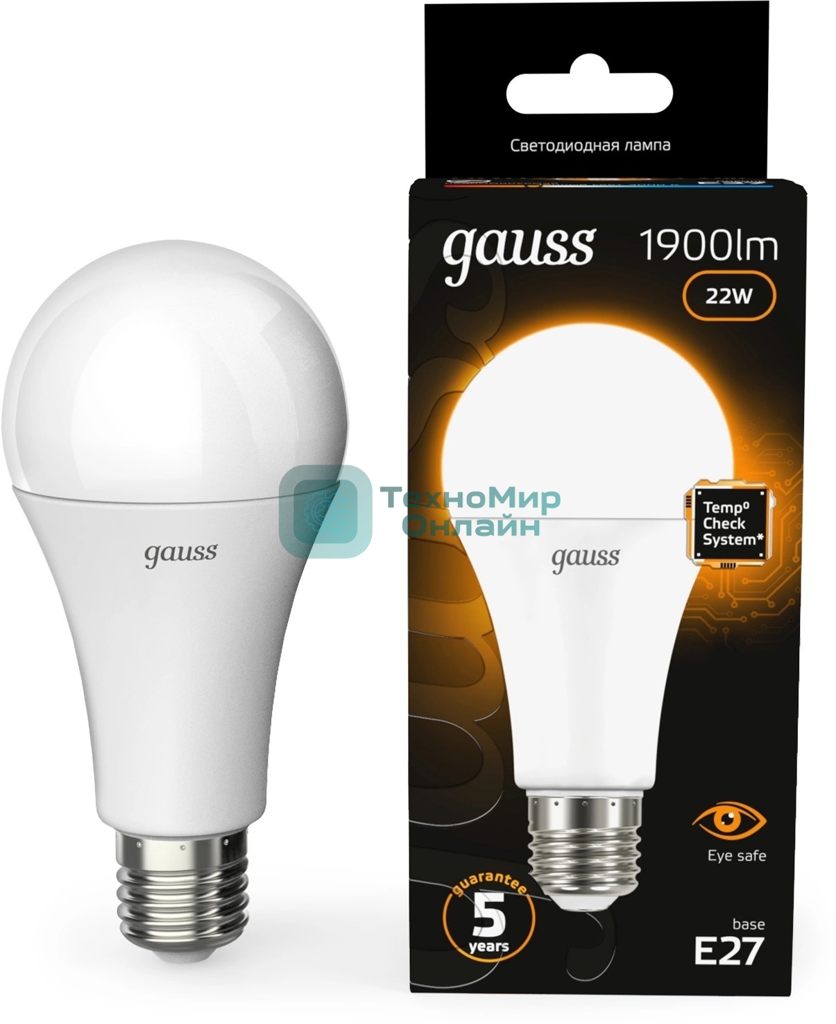 Лампа светодиодная Gauss A70 22Вт цок.: E27 груша 220B св. свеч. бел. теп. (упак.: 10 шт)