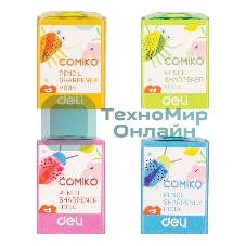 Точилка для карандашей ручная Deli EH034 Comico, 1 отверстие, пластик, ассорти