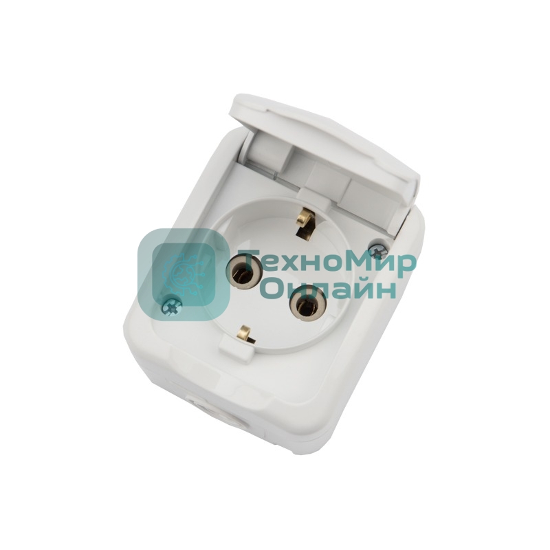 Розетка одноместная Kranz Mini OG открытой установки с заземлением, IP54 белая