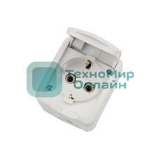Розетка одноместная Kranz Mini OG открытой установки с заземлением, IP54 белая