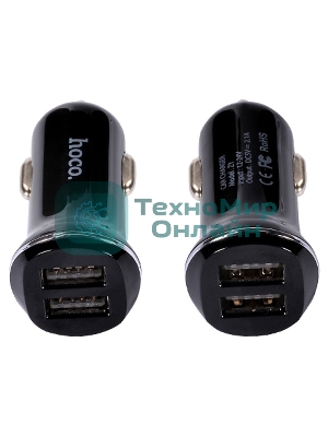 Автомобильная зарядка HOCO Z1 2xUSB, 2.1A, 11W, черный