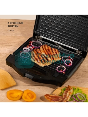 Сэндвич-тостер Galaxy Line GL 2959, черный, со съемными пластинами, 800 Вт