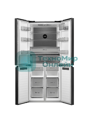 Холодильник Maunfeld MFF192NFSB01 Inverter черная сталь трехкамерный 334/184л морозилка снизу, No Frost, Side by Side