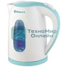 Чайник электрический Sakura SA-2345WBL 2 л, бел/мор волна д