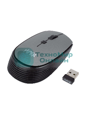 Мышь беспроводная HIPER HOMW-081 серый, 1600 dpi, радиоканал, USB, кнопки - 4