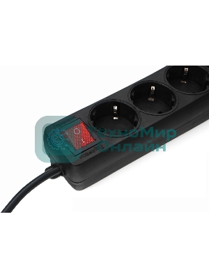 Удлинитель Гарнизон EL-NB-G4-B-5 4р10А 5м с выключателем и заземлением, черный