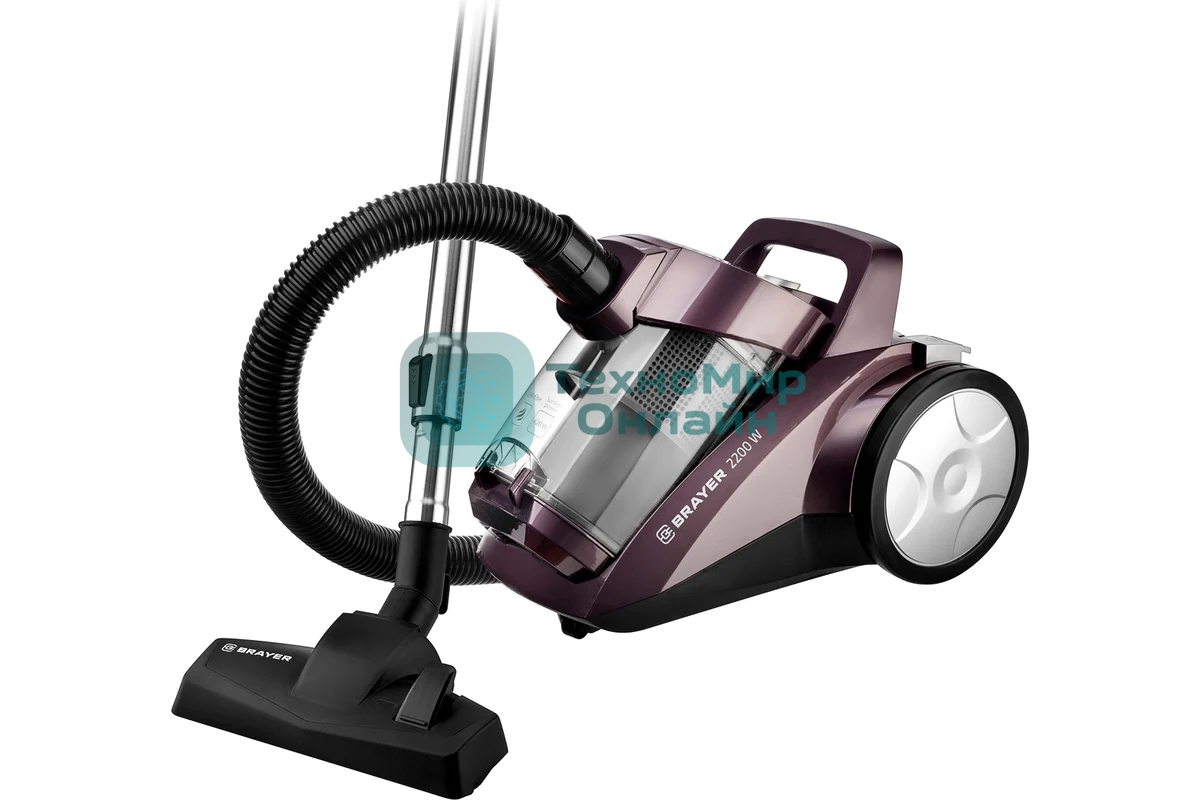 Пылесос BRAYER BR4205 коричневый, 420/2200 Вт, уборка сухая, пылесборник контейнер, 4 л