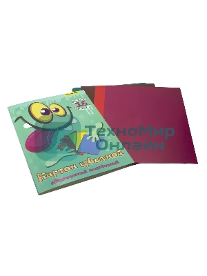 Картон цветной Silwerhof двусторонный мелованный, 16л. 16цв. A4 Монстрики папка