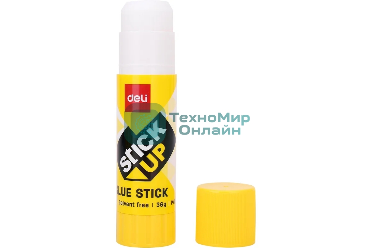 Клей-карандаш Deli EA20310 36гр корпус желтый ПВП, дисплей картонный, усиленный, Stick UP