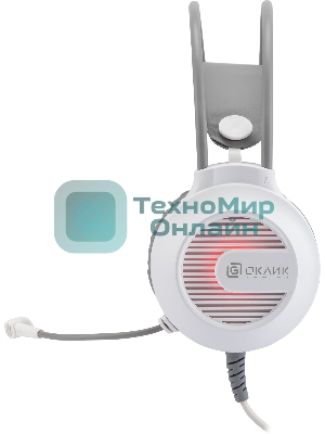 Гарнитура Oklick HS-L300G белый, проводная, 3.5 мм, подсветка