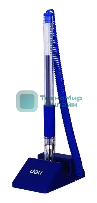 Ручка гелевая Deli Daily E6791blue прозрачный, d=0.5мм, синие чернила, на подставке, линия 0.35мм, резиновая манжета