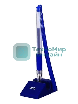 Ручка гелевая Deli Daily E6791blue прозрачный, d=0.5мм, синие чернила, на подставке, линия 0.35мм, резиновая манжета