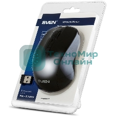 Мышь беспроводная SVEN RX-270W черный, 1600 dpi, радиоканал, USB, кнопки - 4