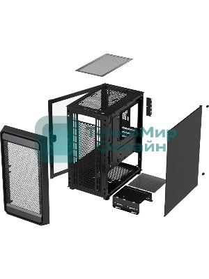 Компьютерный корпус XASTRA A303M 3ARGb Black mATX/Mesh/ tempered glass / 2x140мм + 1x120мм ARGb PWM fans/ Door/ A303M-2FC14A-1FC12A-D