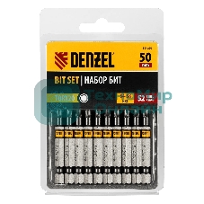 Набор бит Denzel TORX 20х50, сталь S2, шестигранный профиль, 10 шт.