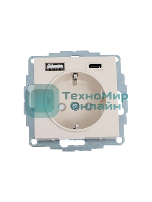 Розетка 16А с USB A+C (5В/2,4А/3 А, 2х5В/1,5А), мех SE AtlasDesign Бежевый