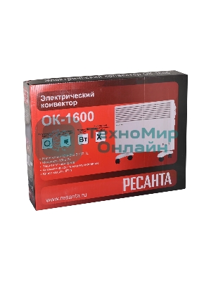 Конвектор электрический Ресанта ОК-1600 белый, 1600 Вт, 20 м2, термостат