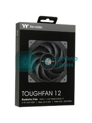 Вентилятор для корпуса Thermaltake TOUGHFAN 12 черный, 120 мм, 2000 об/мин, 22.3 дБ, 4 pin