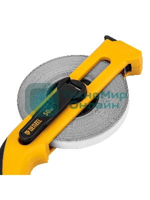 Рулетка геодезическая Denzel 50 м х 13 мм, открытый корпус, металлическая лента