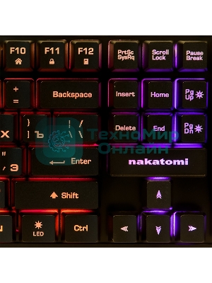 Клавиатура проводная KG-23U BLACK Nakatomi Gaming - игровая с RGb-подсветкой, USB, черная