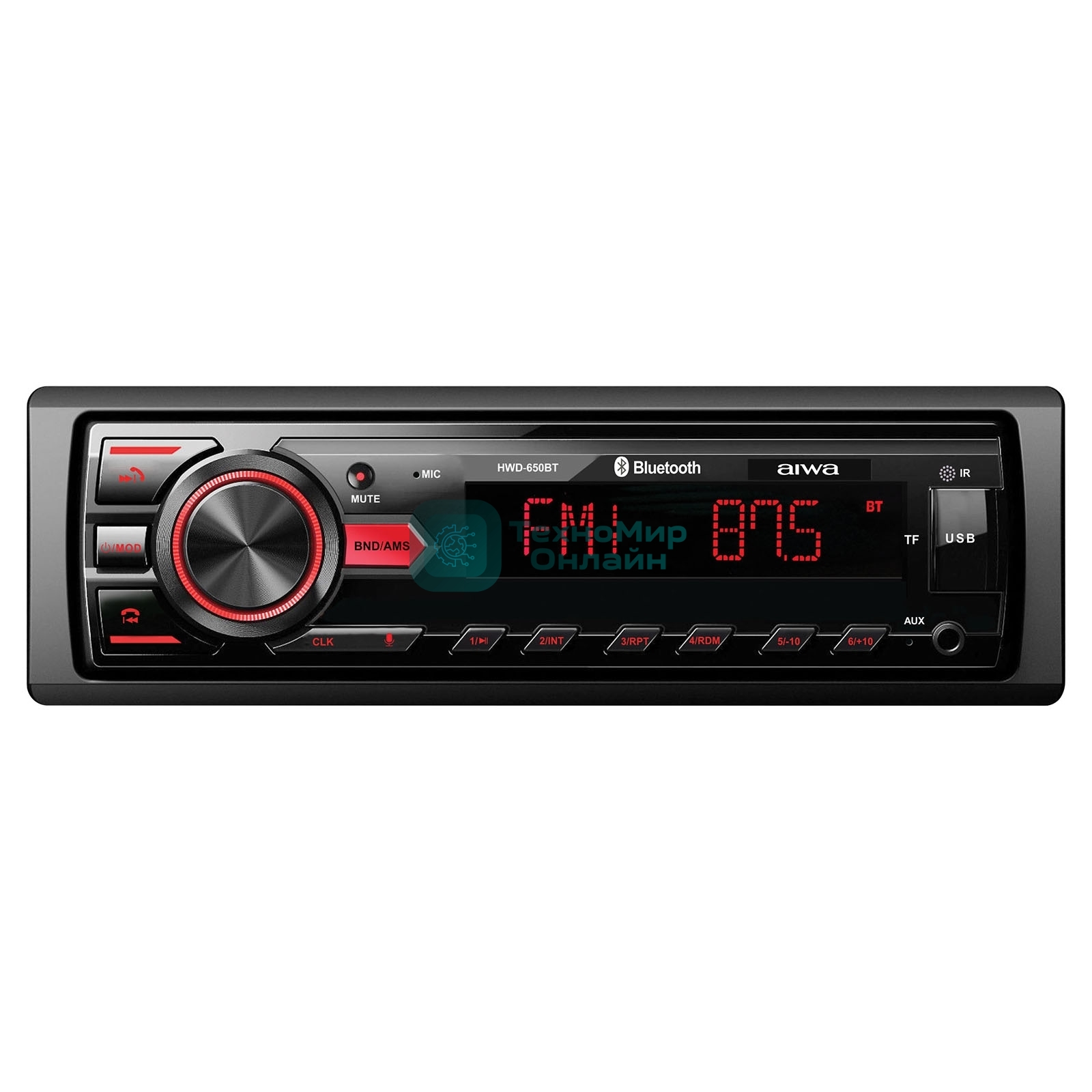 Автомагнитола AIWA HWD-650BT, 1 DIN, Bluetooth, USB Type-A, AUX, пульт ДУ