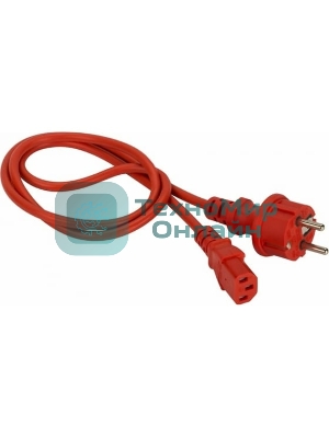 Шнур питания LANMASTER C13-Schuko прямая, 3х0.75, 220В, 10А, красный, 7 м.