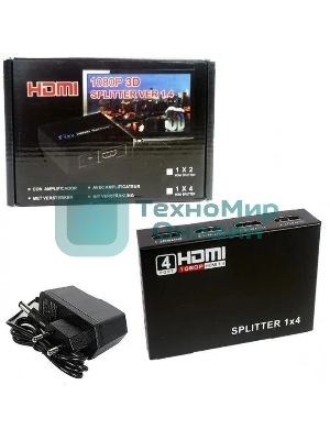 Сплиттер аудио-видео Premier 5-872-4 HDMI (f)/4xHDMI (f) черный