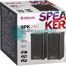 Акустическая система Defender SPK-240 2.0 черный (2x3 Вт, USB пит, раз. д. науш.)