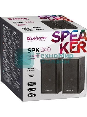 Акустическая система Defender SPK-240 2.0 черный (2x3 Вт, USB пит, раз. д. науш.)