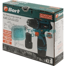 Дрель-шуруповерт Bort BAB-12x2Li-FD, 12 В, 1,5 Ач, 36 Нм, щеточный
