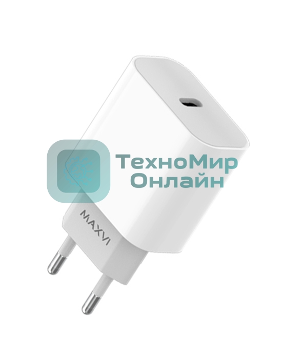 Сетевое зарядное устройство Maxvi CHL-601PD 18W, 3A, QC 3.0, PD 3.0, 1xUSB-C, белый