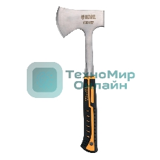 Топор Denzel цельнометаллический, 600 г, двухкомпонентная обрезиненная рукоятка, прямой хват