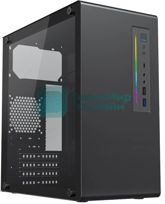 Корпус Foxline FL-728TG-U3C, Mini-Tower, чёрный