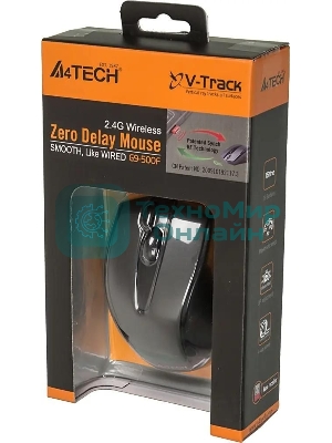 Мышь беспроводная A4Tech G9-500F черный, 1200 dpi, радиоканал, USB, кнопки - 4