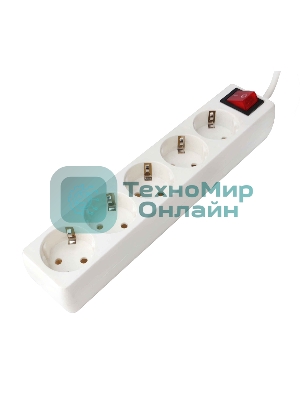 Удлинитель Гарнизон EL-NB-G5-W-3 5р 10А 3 м с выключателем и заземлением, белый