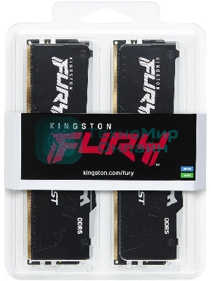 Оперативная память Kingston Fury Beast, DDR5, 16GB (2x8GB), 6000MHz, CL36, DIMM, с радиаторами, RGB, черный