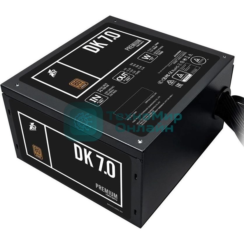 Блок питания 1STPLAYER DK PREMIUM PS-700AX, 700Вт, 80 PLUS Bronze, 120мм, черный