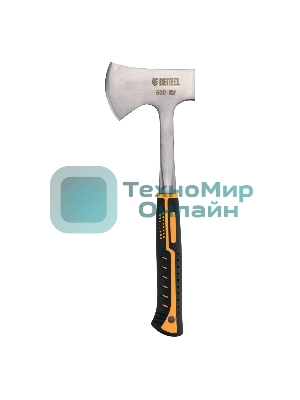 Топор Denzel цельнометаллический, 800 г, двухкомпонентная обрезиненная рукоятка, прямой хват