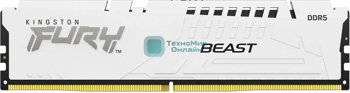 Оперативная память Kingston Fury Beast, DDR5, 32Gb (1x32GB), 5600MHz, CL40, DIMM, радиатор, белый