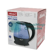 Чайник электрический Atlanta ATH-2460 черный стеклянный