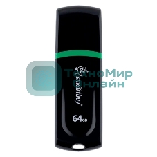 Флешка USB SmartBuy Paean Black (SB64GbPN-K), 64Gb, USB 2.0, R/W 25/15, черный/зеленый