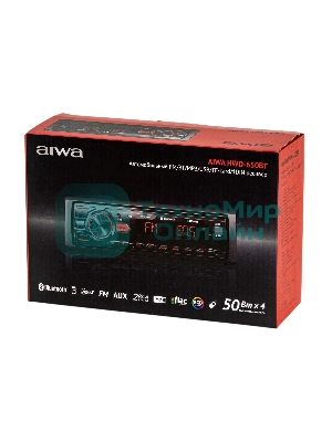 Автомагнитола AIWA HWD-650BT, 1 DIN, Bluetooth, USB Type-A, AUX, пульт ДУ