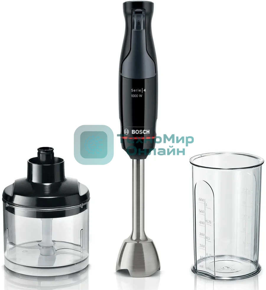 Блендер погружной Bosch MSM4B620 черный, 1000 Вт, плавная регулировка
