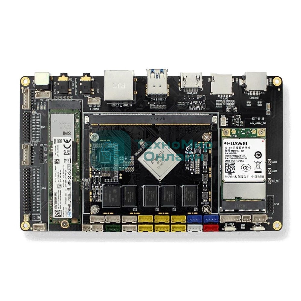 Одноплатный компьютер Firefly AIO-3399J-4Gb 4G+16G HDMI IN, Core-3399J soldered with his backplane