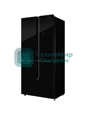 Холодильник Nordfrost RFQ 510 NFGB черный трехкамерный инвертер 286/141 л морозилка снизу, No Frost, Side by Side