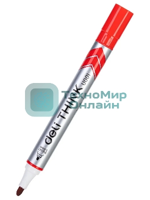 Маркер для досок Deli EU00140 Think, круглый пишущий наконечник, 2мм, красный