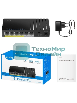 Коммутатор Cudy FS106P 6-Port 10/100M PoE+ Switch 36W