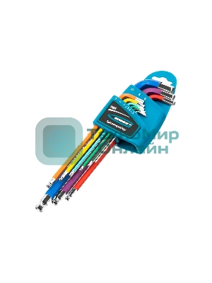 Набор ключей Gross 16400 имбусовых hex 1.5–10мм s2 9шт магнит экстра-длин. с шаром хром/краска