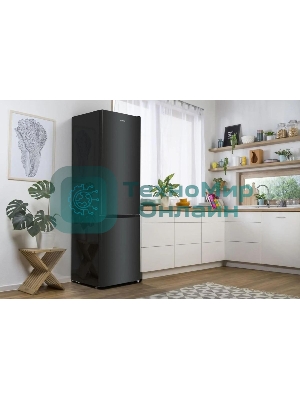 Холодильник Gorenje NRK6202EBXL4 черный матовый двухкамерный 235/96л морозилка снизу, No Frost