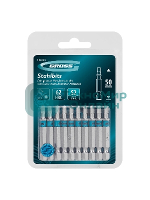 Бита Gross HEX 4х50 мм, сталь S2, шестигр., 10 шт.